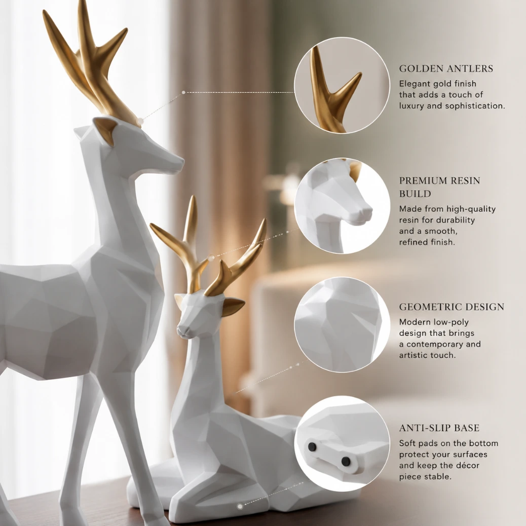 Nordic Geometric Deer Sculpture Set​