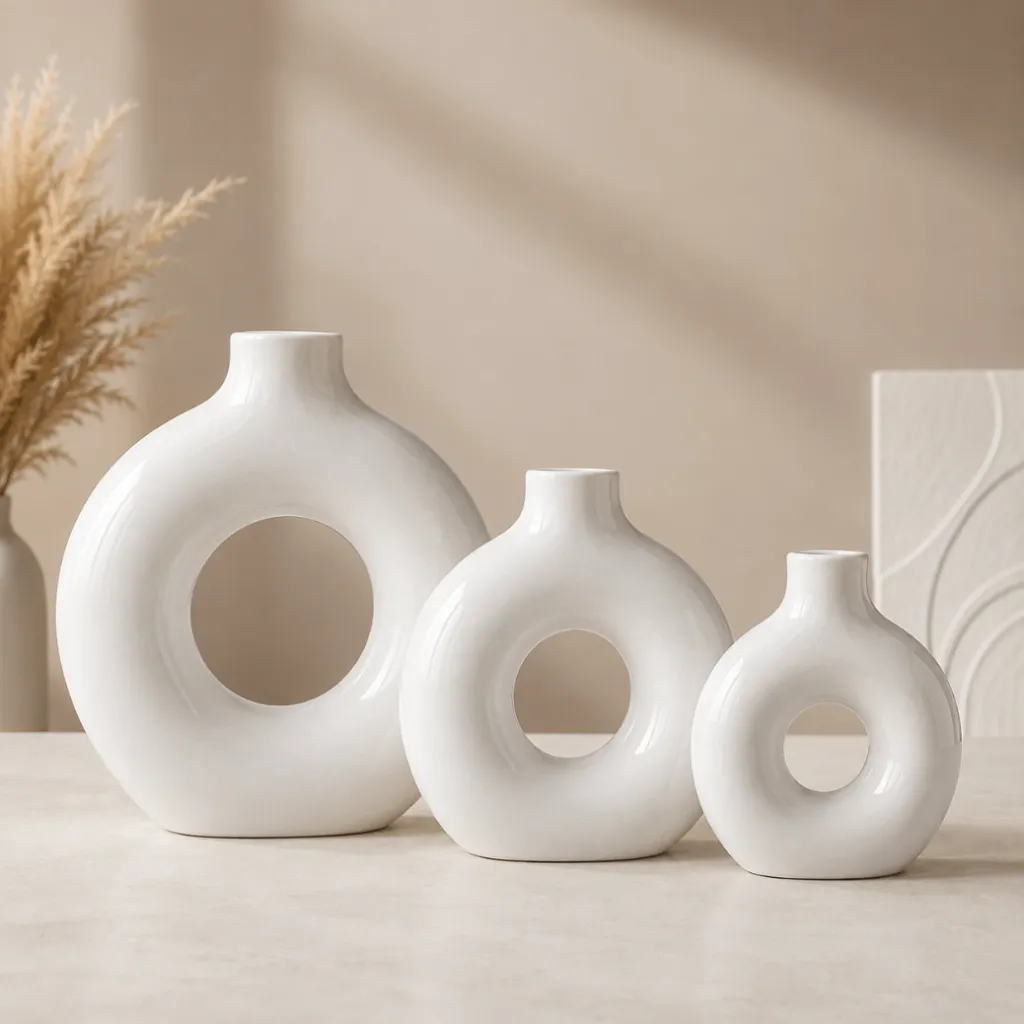 Sculptural Donut Ceramic Vase Set